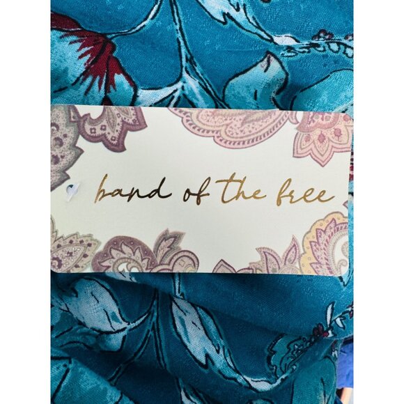 2/$30 NWT Large Band Of The Free - V Neckline Teal Red Floral Tie-Back Blouse - Picture 9 of 15